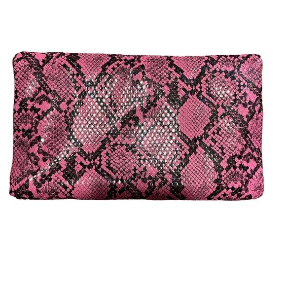 Brand New Faux Pink Snake Skin Crossbody/ Clutch with Gold Chain - Picture 7 of 9